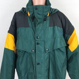 Vitesse Couloir Hooded Ski Parka Jacket Vtg 90s Green Zip Away Sleeves Size 48
